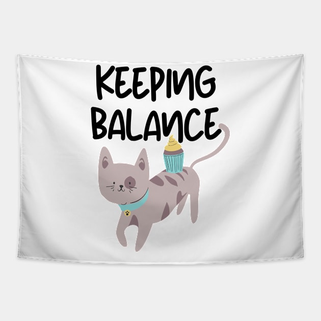 Keeping Balance Cute Cat Tapestry by FunnyStylesShop