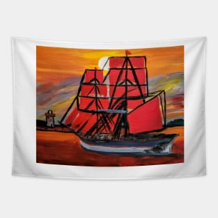 Out sailing at sunset. Tapestry