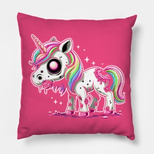 Rainbow Zombie Unicorn cute and scary Pillow