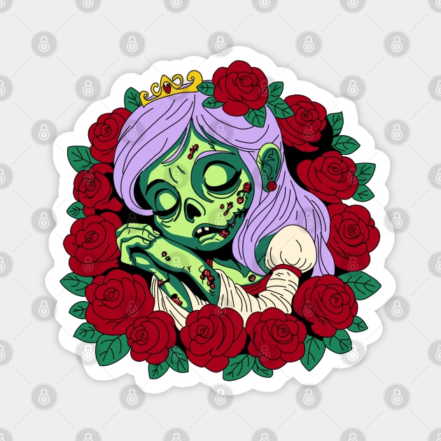 Zombie Sleeping Beauty Magnet by H. R. Sinclair