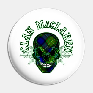 Scottish Clan MacLaren Tartan Celtic Skull Pin