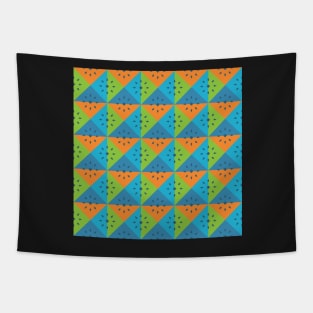 Funky Squares Blue Orange Green Tapestry