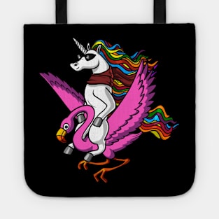 Unicorn Riding Flamingo Bird Tote