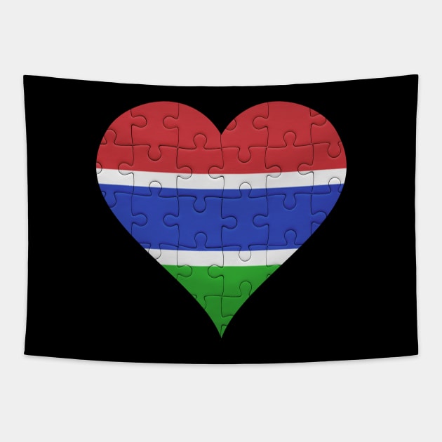 Gambian Jigsaw Puzzle Heart Design - Gift for Gambian With Gambia Roots Tapestry by Country Flags