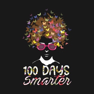 100 Days Smarter Girls Messy Bun Hair 100th Day Of School T-Shirt