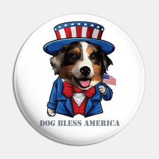 Australian Shepherd Dog Bless America Pin