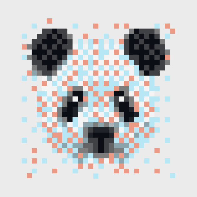 Retro 8bit Pixel Art Panda Bear by Blue Planet Boutique