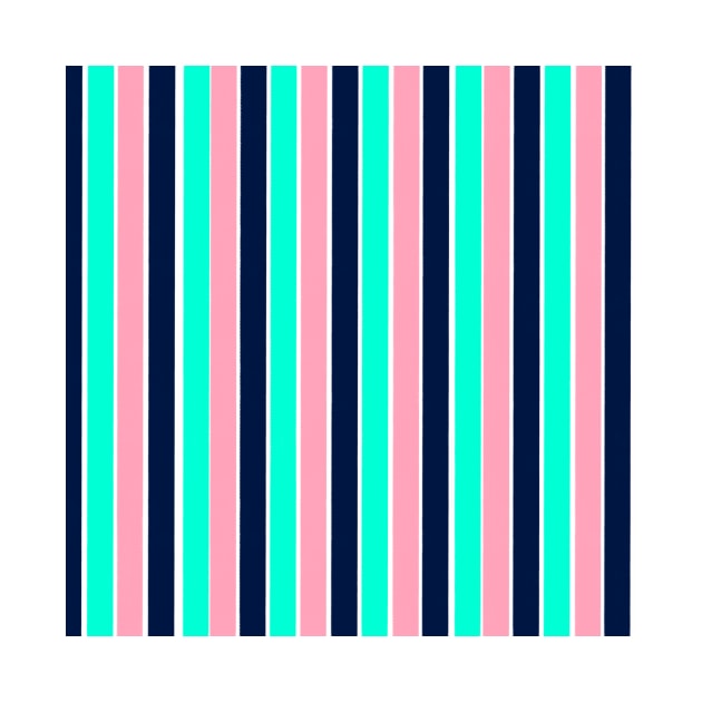 Pink, Navy, Mint Contrasting Stripes by DanielleGensler