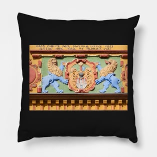 Coat of arms, Alte Raths-Apotheke, Lueneburg, Lueneburg Heath, Germany Pillow