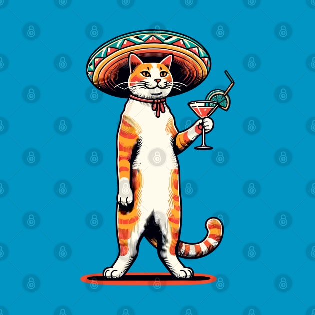 Mexican cat holding a cocktail glass by Art_Boys