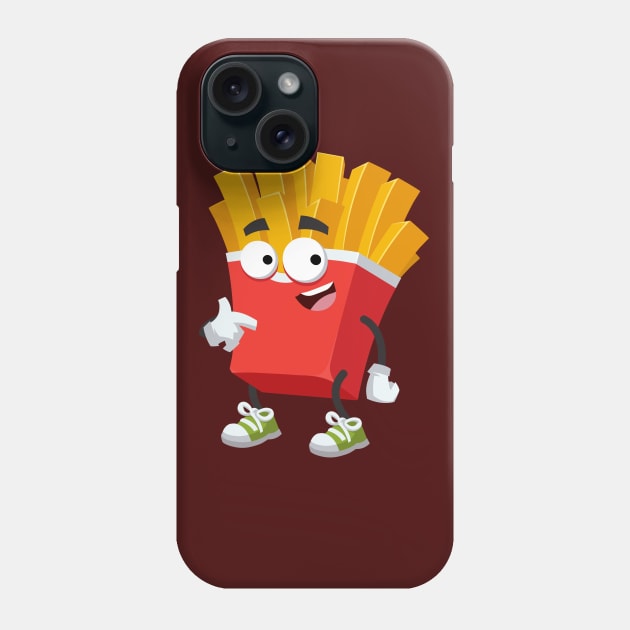 cartoon paper packaging french fries mascot showing himself Phone Case by VizRad