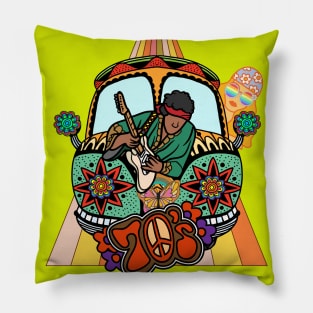 FLOWER POWER CHILDREN ON THE ROAD Pillow