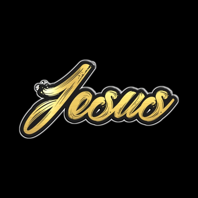 Shiny black and Gold JESUS word ver7 by Donperion