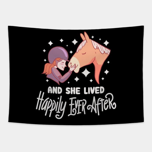 ...and she lived happily ever after - Cute Horse Girl Tapestry by Shirtbubble