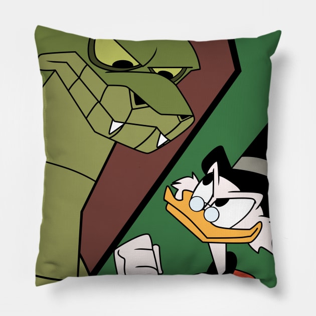 Scrooge vs.  Jormungandr Pillow by Number1Robot