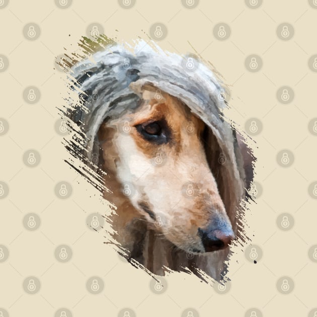 Afghan Hound Portrait by Nartissima