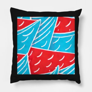 Abstract nautical seamless pattern in blue and red Pillow