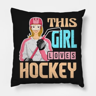 Funny, Unique Hockey Shirt for Girls, Women, and Teens Pillow