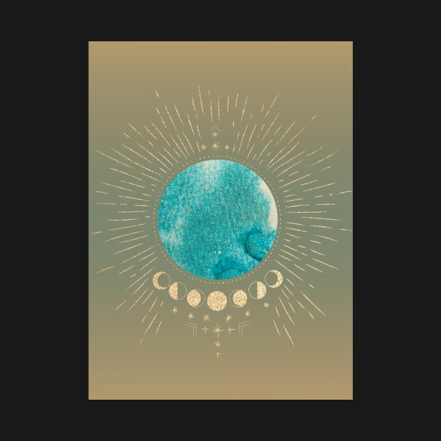 Gold and Blue Earth and Moon Cycle Graphic by WonderfulHumans