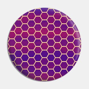 Ornamental Pattern Purple Gold Hexagons Pin