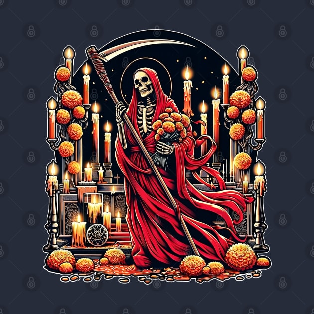 Santa Muerte Rojo Red Saint Death by tracydixon