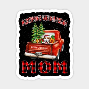 Christmas Pembroke Welsh Corgi Mom Santa Hat Truck Tree Plaid Dog Mom Christmas Magnet