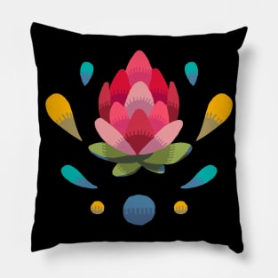 Dark Open Simple Protea Bud Stamp Pillow