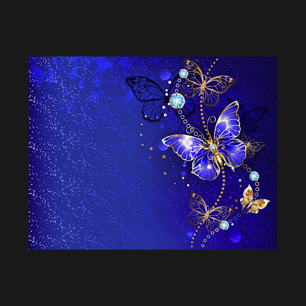 Blue Background with Sapphire Butterfly by Blackmoon9