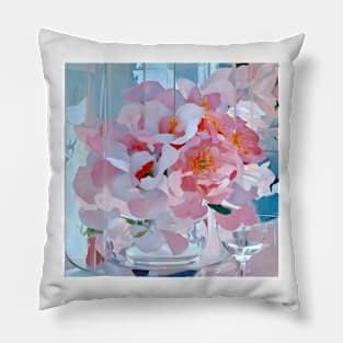 Pink Bouquet in Crystal Vase Pillow