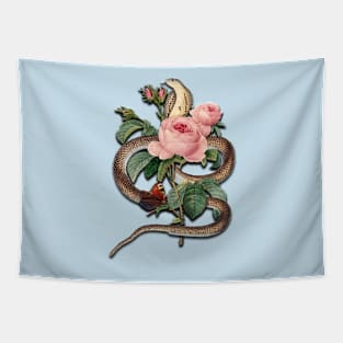 Vintage Cobra and Pink Roses Tapestry