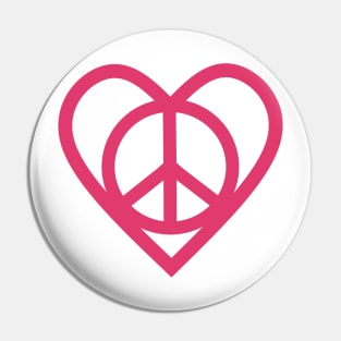 PEACE And Love Sign Raspberry Sorbet Pin