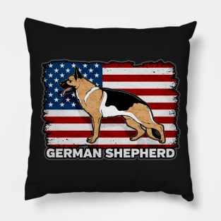 German Shepherd Dog American Flag Pillow