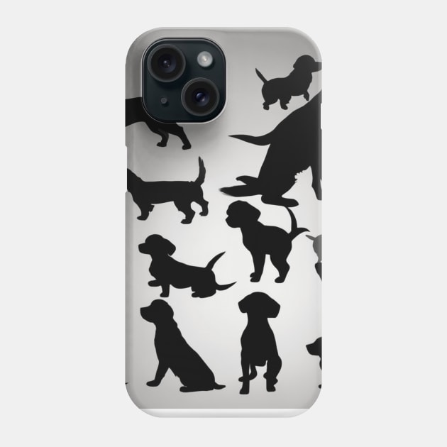 Puppies Shadow Silhouette Anime Style Collection No. 85 Phone Case by cornelliusy