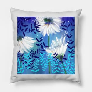 Blue Tranquility Flower Meadow Pillow