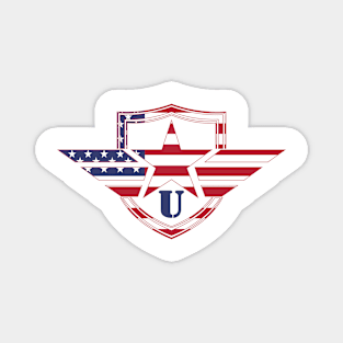 Letter U American Flag Monogram Initial Magnet