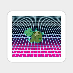 Clover Sloth VaporWave Grid Magnet