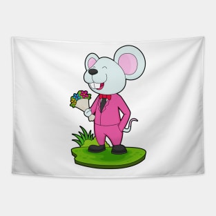 Mouse Groom Flower Wedding Tapestry