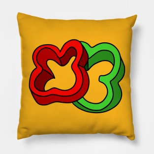 Red and Green Bell Pepper Slices Pillow