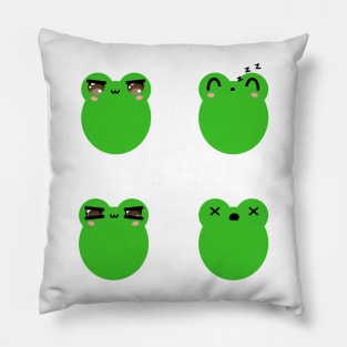 Cute frog face expressions v3 Pillow