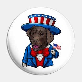 Fourth of July Chocolate Labrador Retriever Pin