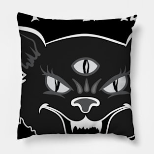 The END42 Black Halloween Cat Logo Pillow