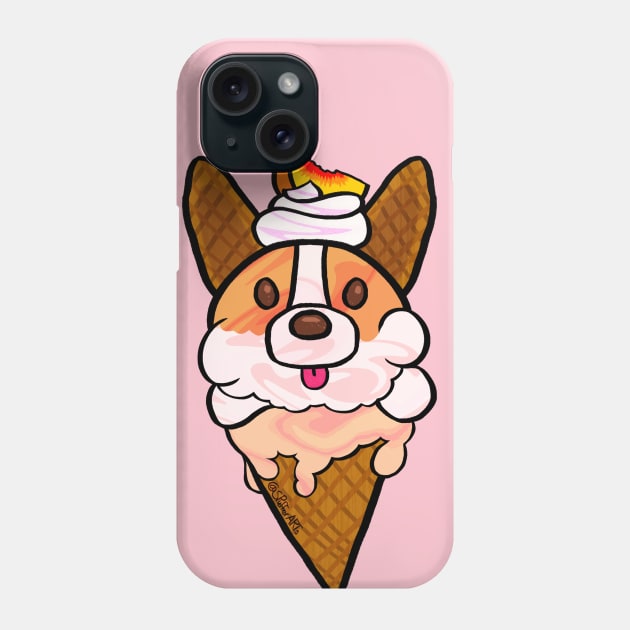 Peach Corgi Ice Cream Phone Case by SPufferARTs