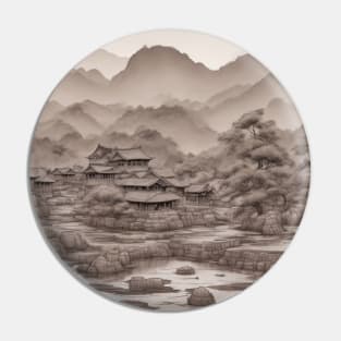 chinese town painting Pin