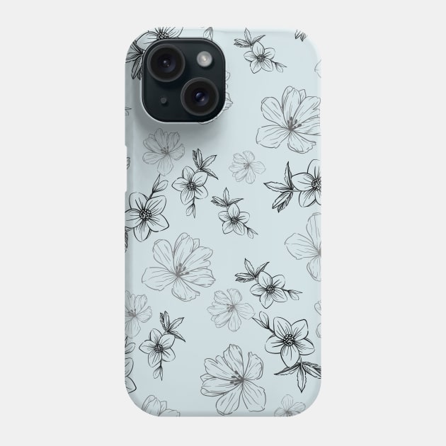 Blue flower floral pattern Phone Case by Beccasab photo & design