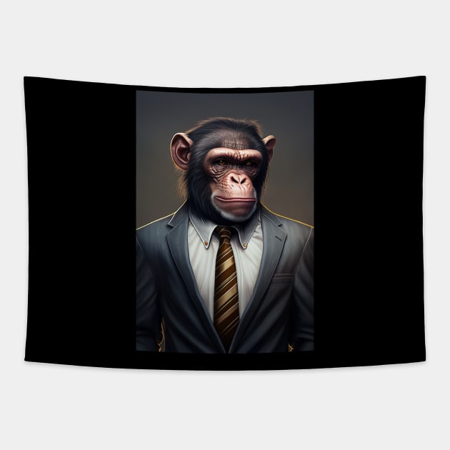 Adorable Monkey In A Suit - Fierce Chimpanzee Animal Print Art For Fashion Lovers Tapestry by Whimsical Animals