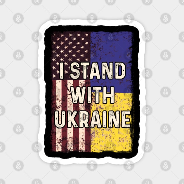 American Ukrainian Flag Stand with Ukraine Magnet by Scar