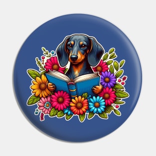 Dachshund Bookworm Pin