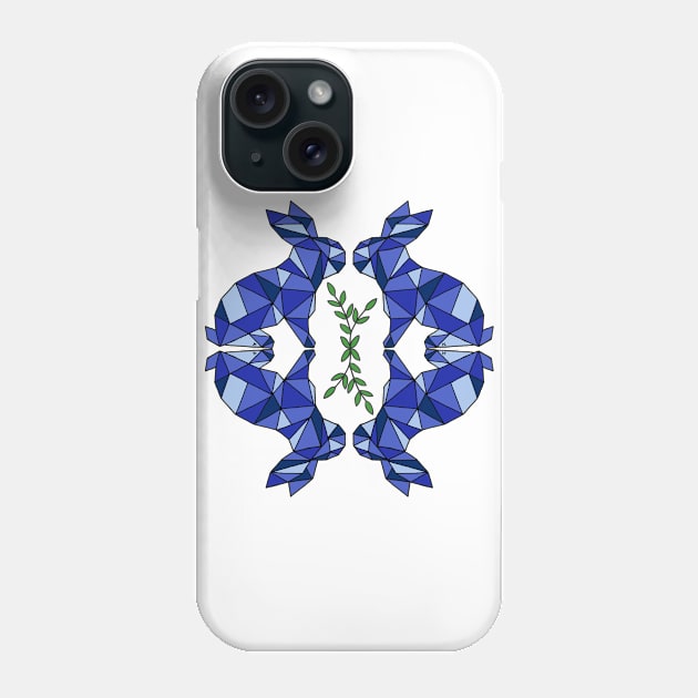 Geometric Rabbits with Plant Phone Case by HLeslie Design