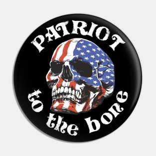 USA Flag Patriot to the Bone Skull Pin