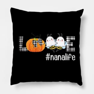 Womens Plaid LOVE Pumpkin Ghost Bee Nana Life Autumn Halloween Pillow